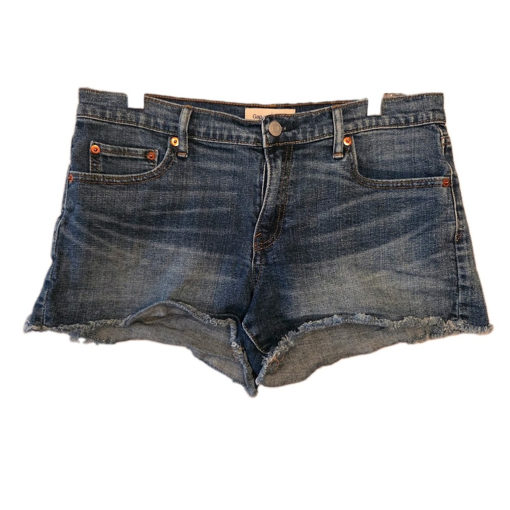 GAP Regular Cut-off Jean Shorts 29 R Jeans Stretch 3" Inseam Blue Denim Festival